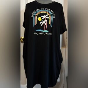 Black Beach Graphic T-Shirt Dress